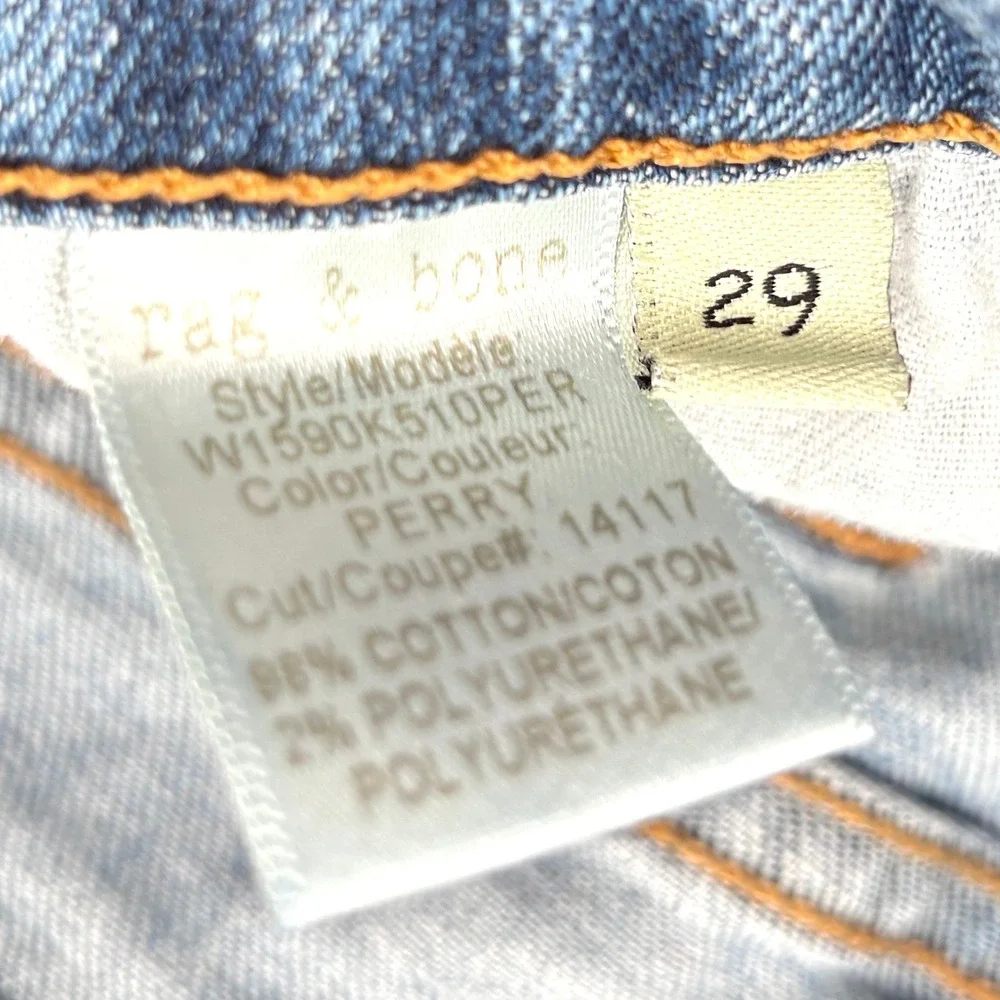 Rag & Bone‎ The Dre Slim Boyfriend Jeans Perry Wash Blue Skinny Denim Size 29